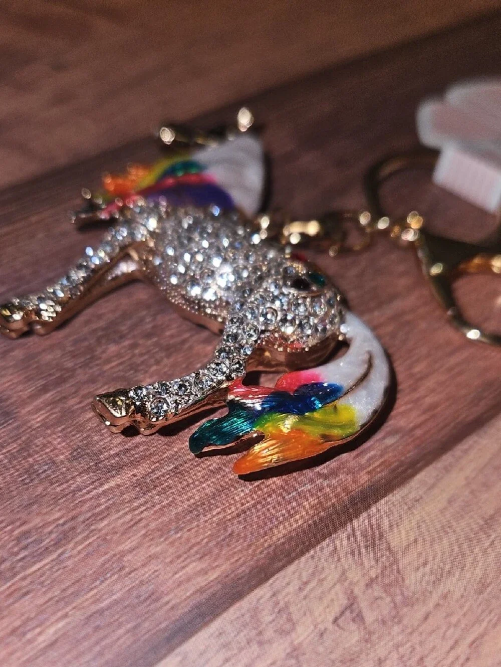 Unicorn Keychain with Rainbow Accents